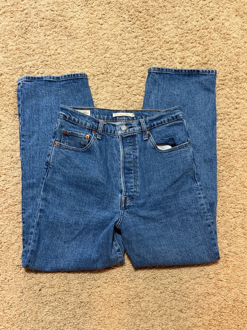 Levi's Premium Women's Rib Cage Straight Ankle Denim Jeans in Blue - Size 29
